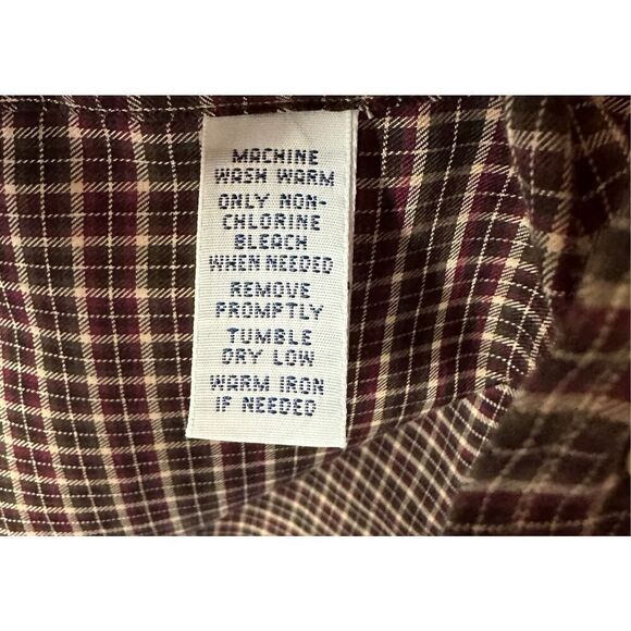Ralph Lauren men classic fit burgundy plaid long sleeve shirt size L #44-1349 - Picture 4 of 5